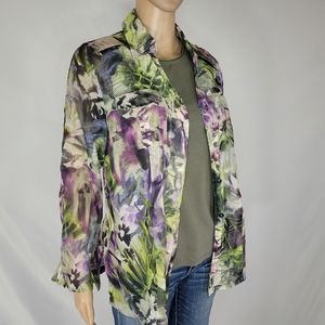 Christopher & Banks Button Up Set. Slight Boho Aesthetic- Green & Purple Size M.